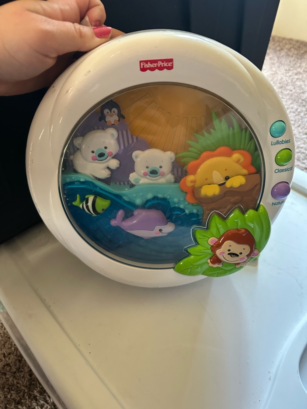 Fisher-Price White and Multicolor Soothing Animal Music Projector